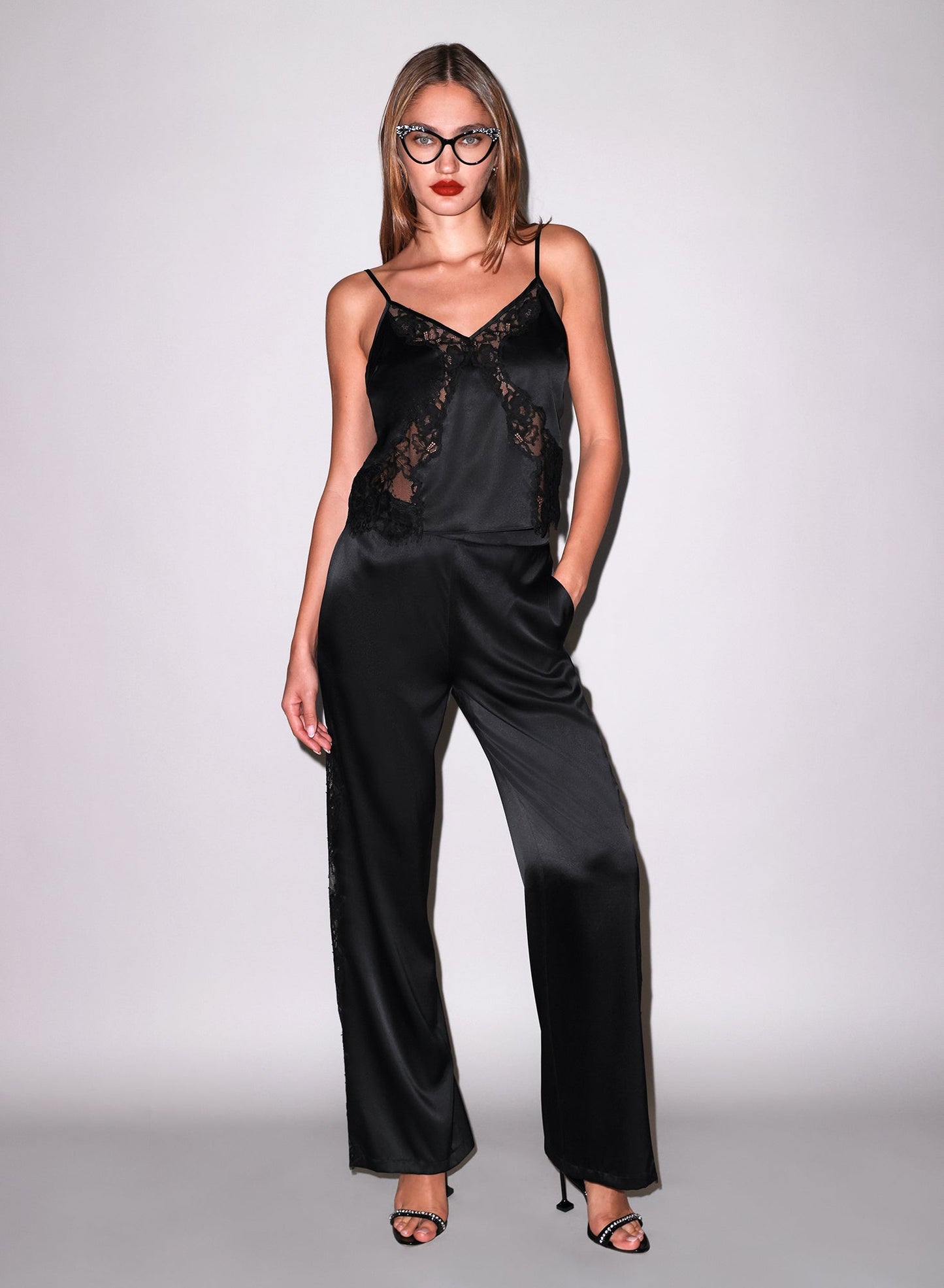 Fleur du Mal Black Juliet Silk & Lace Pant