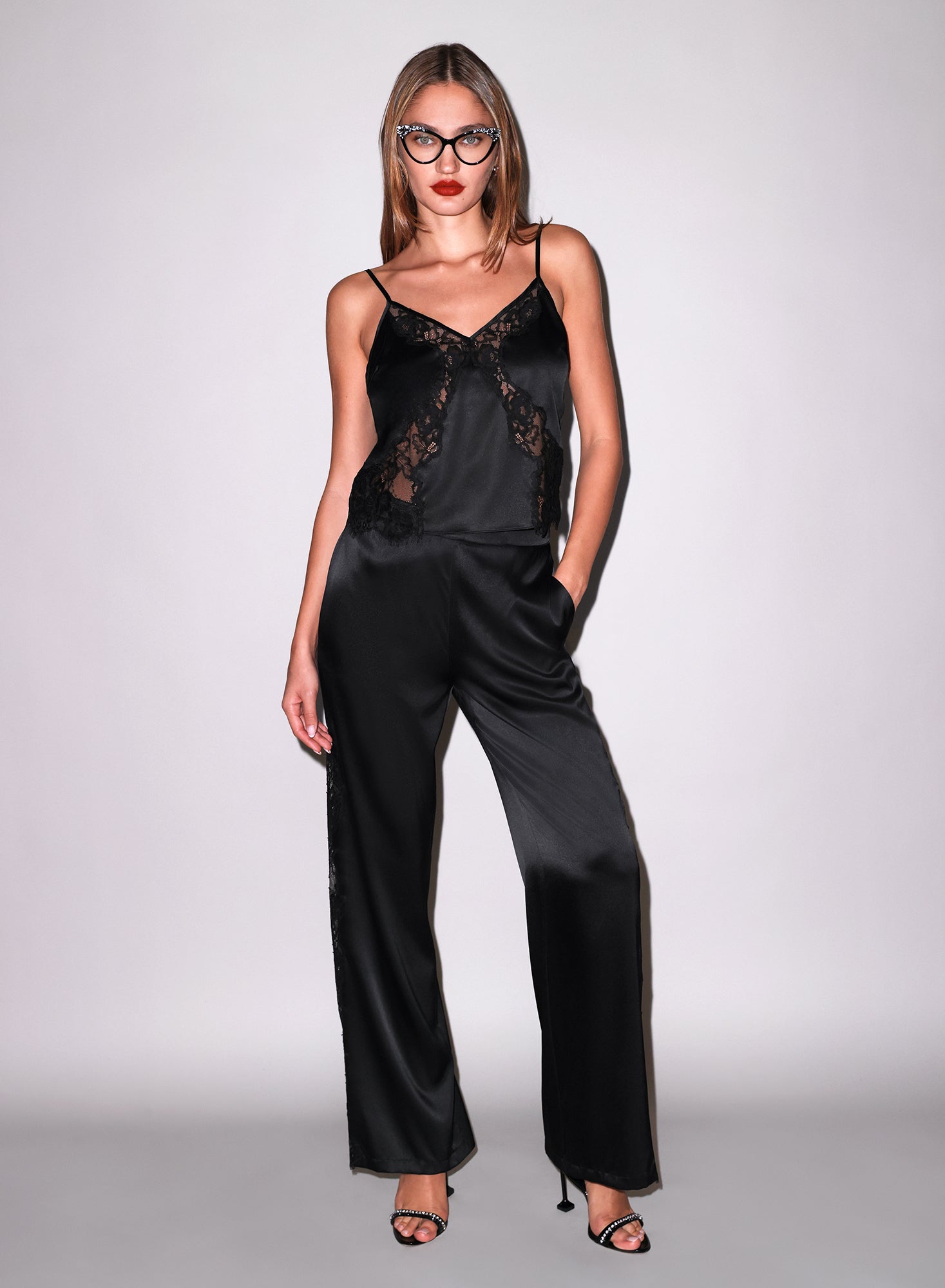 Fleur du Mal Black Juliet Silk & Lace Pant