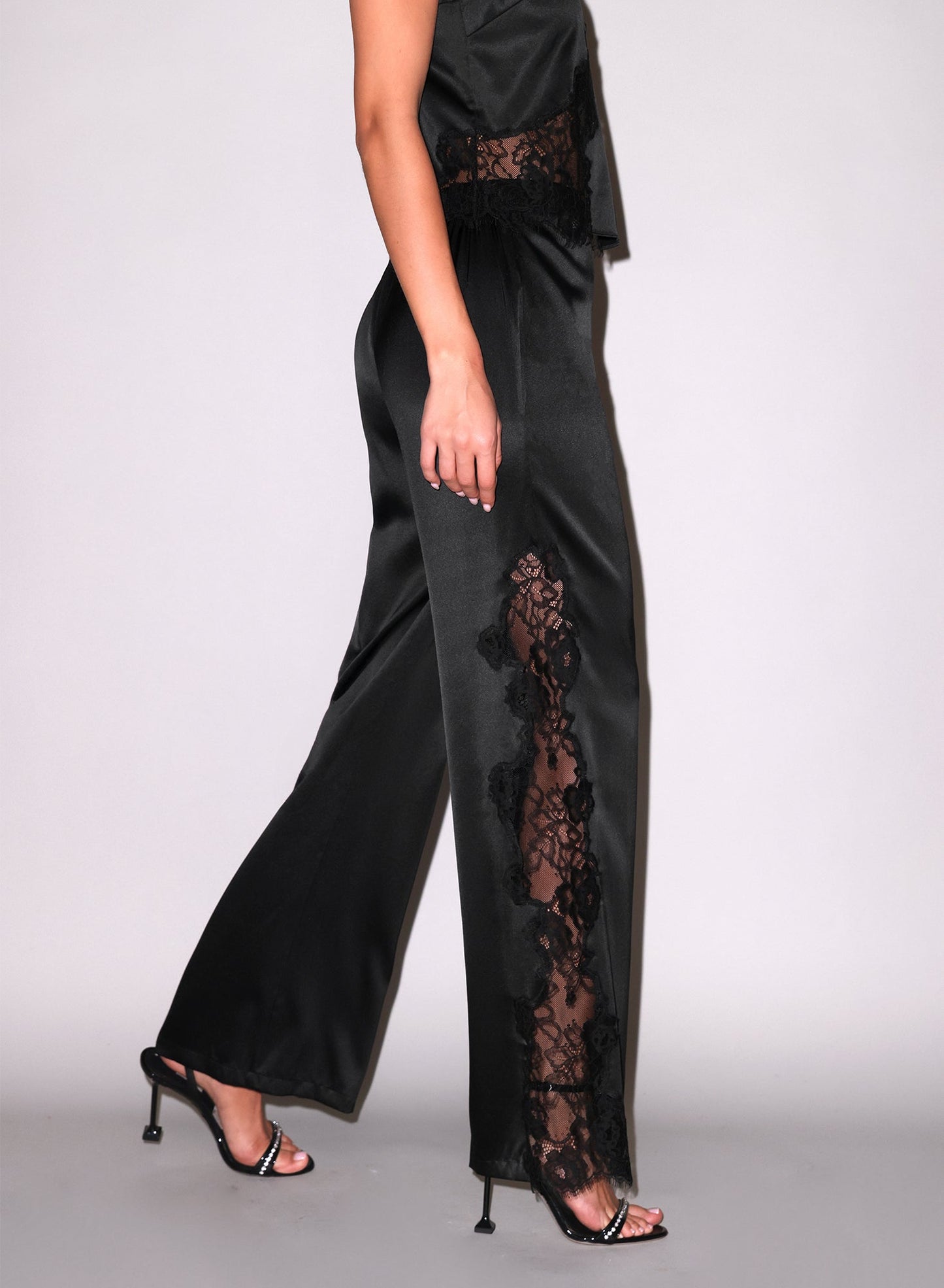 Fleur du Mal Black Juliet Silk & Lace Pant