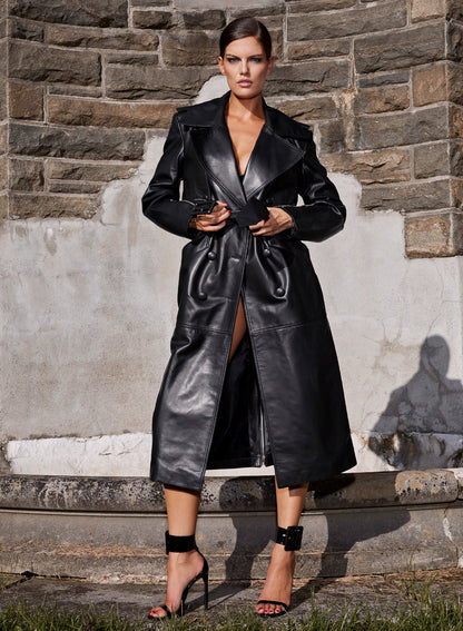 Fleur du Mal Black Moto Leather Trench Coat