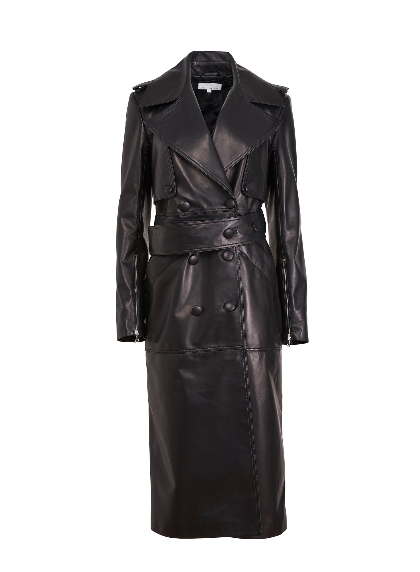 Fleur du Mal Black Moto Leather Trench Coat