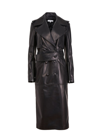 Fleur du Mal Black Moto Leather Trench Coat