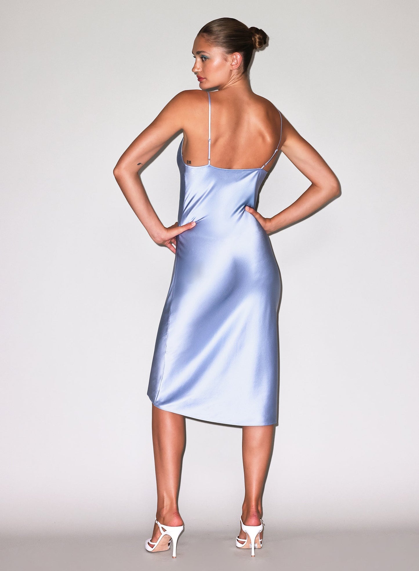 Fleur du Mal Cloud Blue Silk Cowl Slip Dress