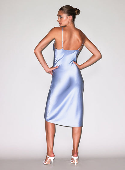 Fleur du Mal Cloud Blue Silk Cowl Slip Dress
