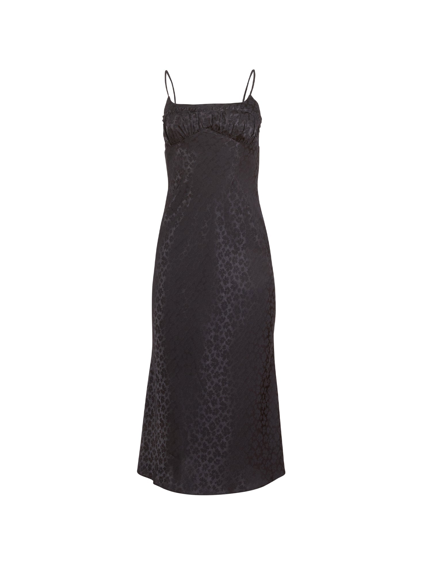 Fleur du Mal Black Pansy Jacquard Ruched Bust Dress