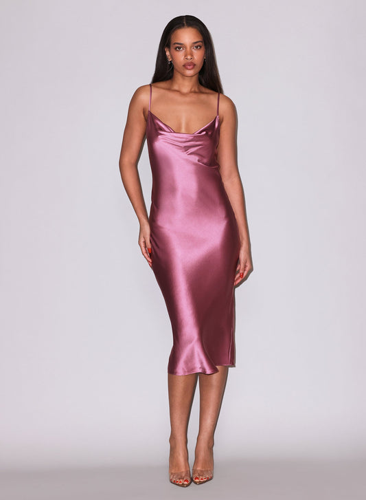 Fleur du Mal Pink Rosewood Silk Cowl Slip Dress