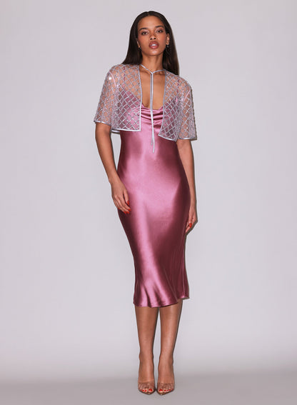 Fleur du Mal Pink Rosewood Silk Cowl Slip Dress