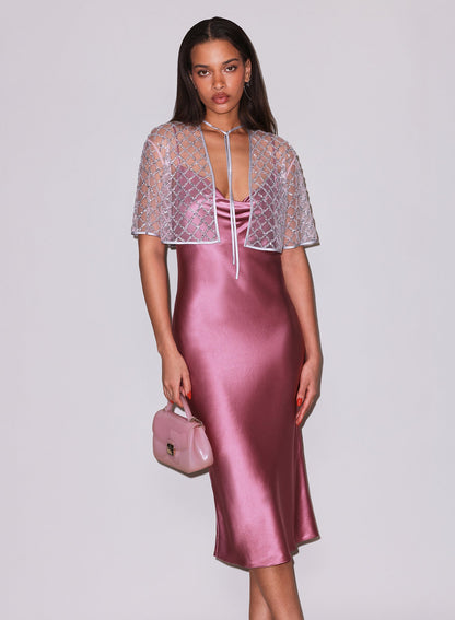 Fleur du Mal Pink Rosewood Silk Cowl Slip Dress