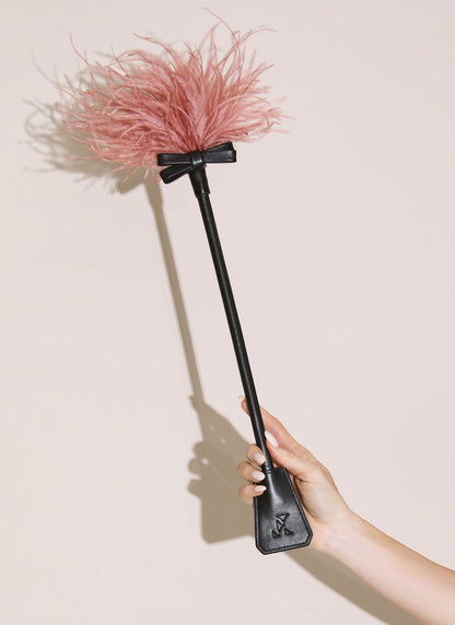 Fleur du Mal Black Feather Tickler & Riding Crop