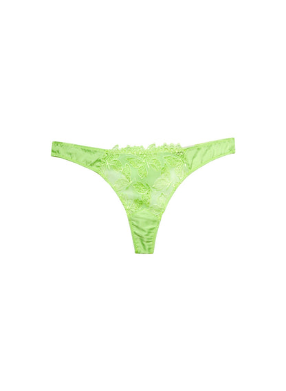 Fleur du Mal Light Neon Green Papillon Thong