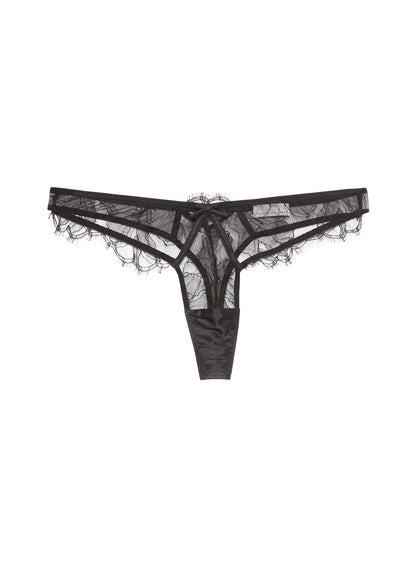 Fleur du Mal Black Sophia Lace Thong