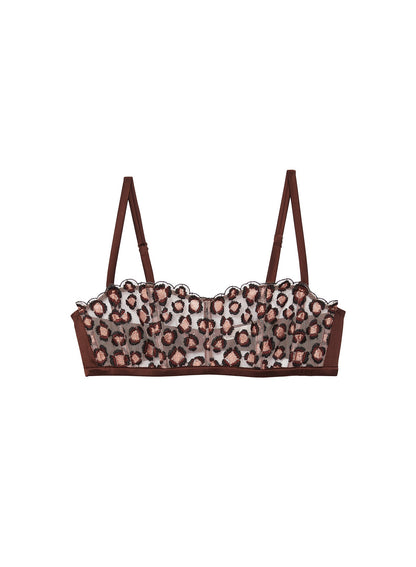 Fleur du Mal Leopard Embroidery Boned Bralette