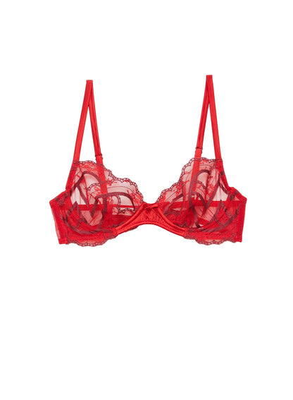 Fleur du Mal Rouge Hendrix Embroidery Demi Bra