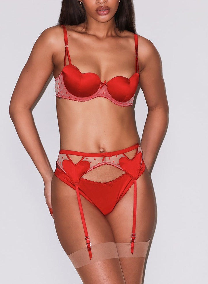 Fleur du Mal Red Amour Balconette Bra