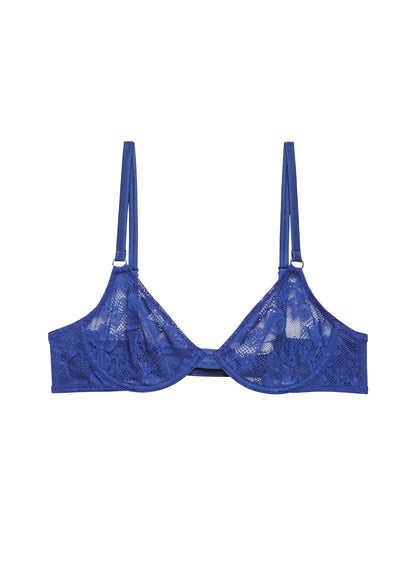 Fleur du Mal Starry Blue Le Stretch Lace Demi Bra