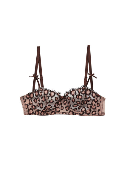 Fleur du Mal Leopard Embroidery Balconette Bra