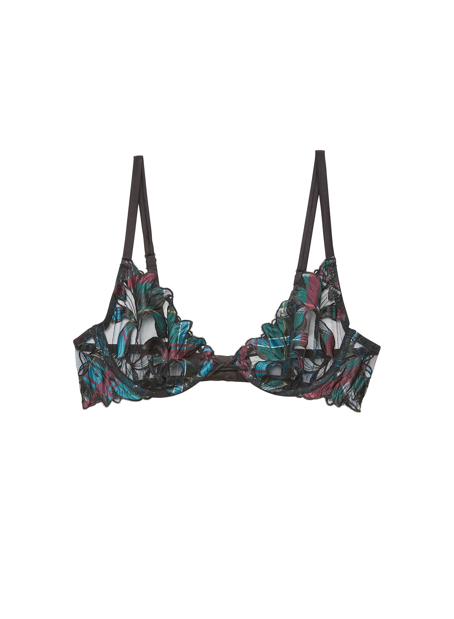 Fleur du Mal Lily Embroidery Plunge Demi Bra