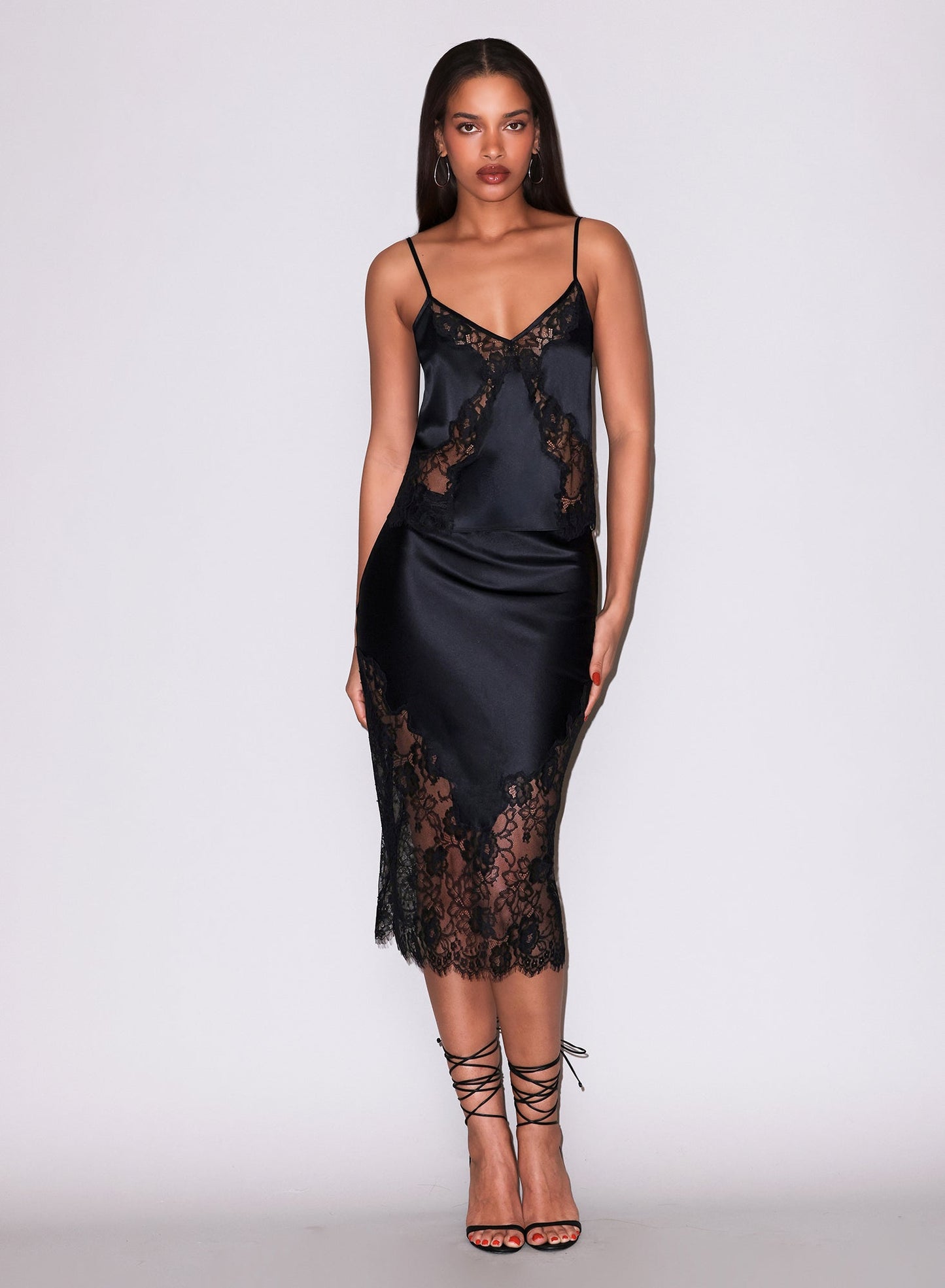 Fleur du Mal Black Juliet Lace Silk Cami