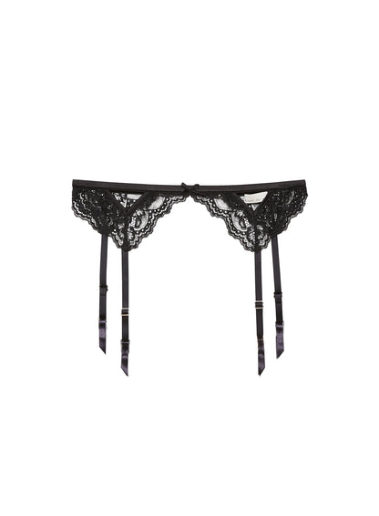 Fleur du Mal Black Bianca Lace Garter Belt