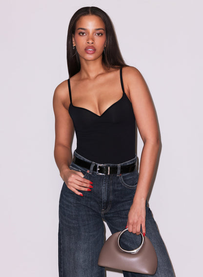 Fleur du Mal Black Jersey Built-In Bra Cami