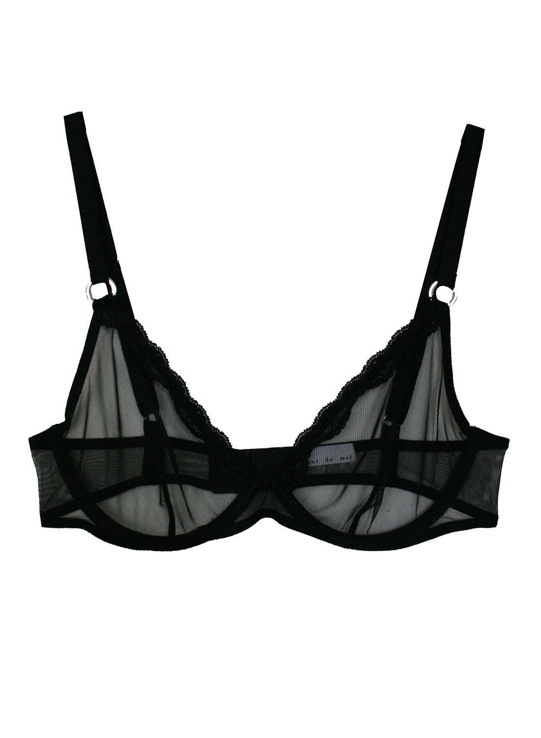 Fleur du Mal Black Sheer Tulle Demi Bra