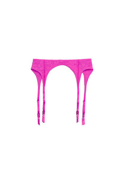 Fleur du Mal Wild Pink Le Stretch Lace Garter Belt
