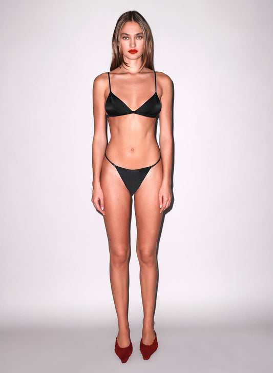Fleur du Mal Black Luxe V-String