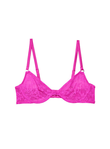 Fleur du Mal Wild Pink Le Stretch Lace Demi Bra