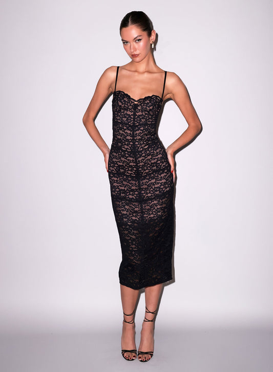 Fleur du Mal Black Charlotte Lace Dress