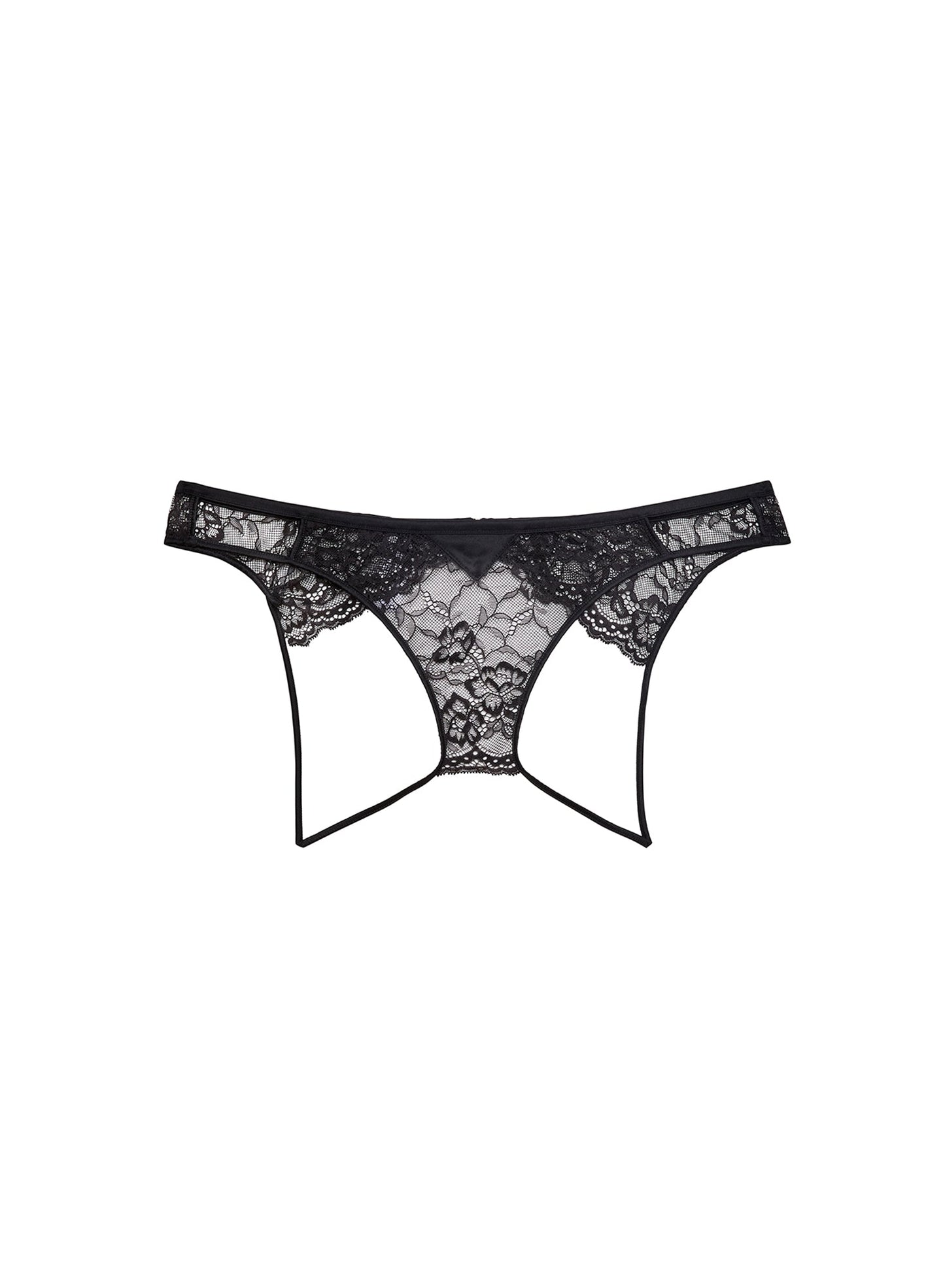 Fleur du Mal Black Bianca Lace Ouvert Panty