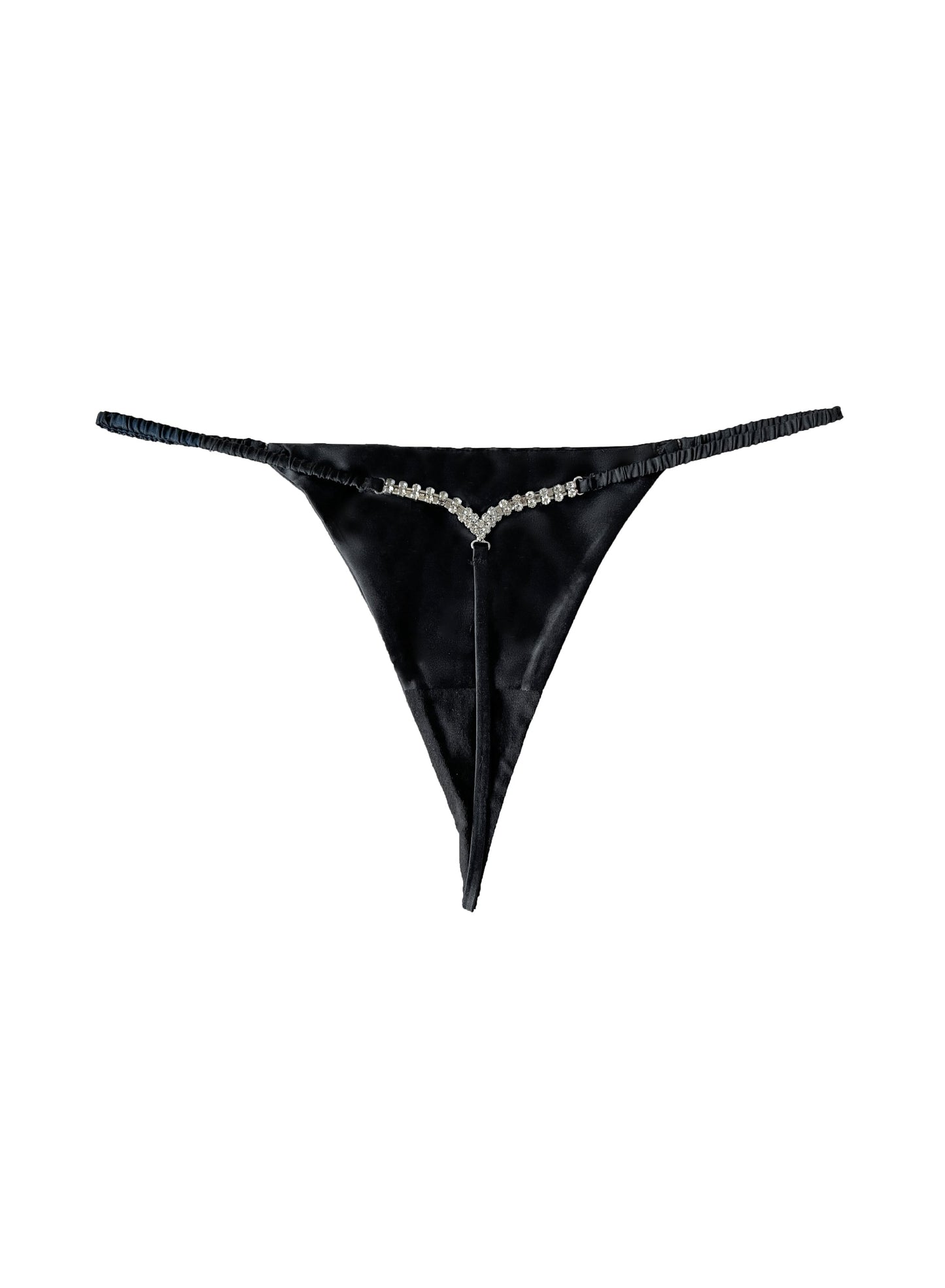 Fleur du Mal Black Crystal Luxe V String