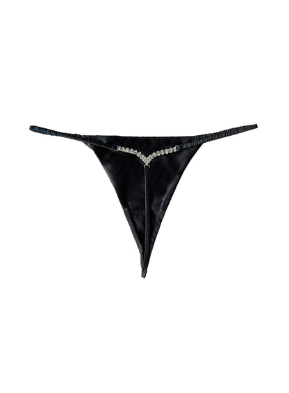 Fleur du Mal Black Crystal Luxe V String