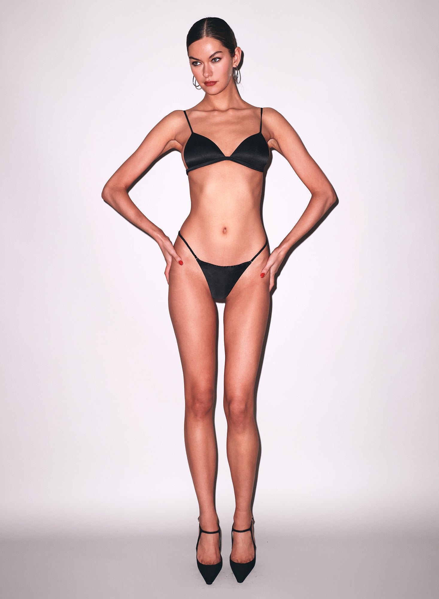 Fleur du Mal Black Crystal Luxe V String