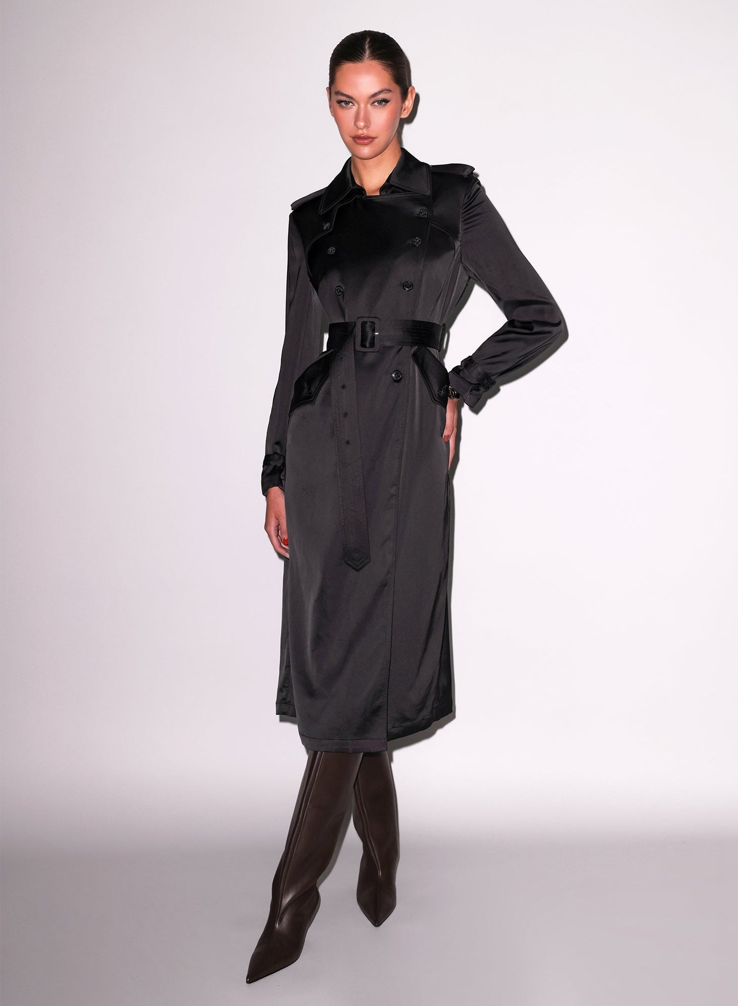 Fleur du Mal Black Luxe Trench Coat