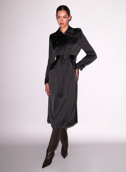 Fleur du Mal Black Luxe Trench Coat