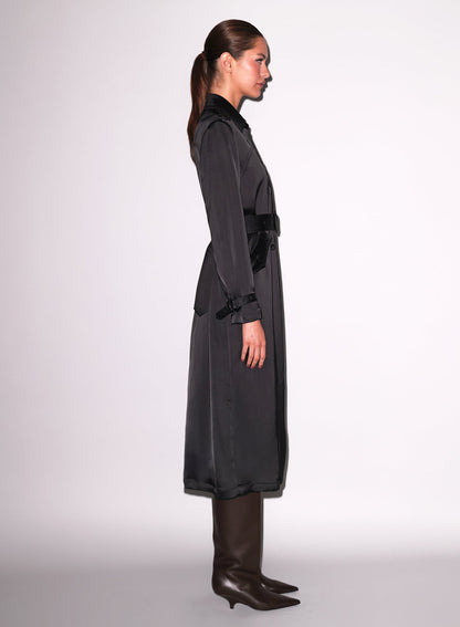 Fleur du Mal Black Luxe Trench Coat
