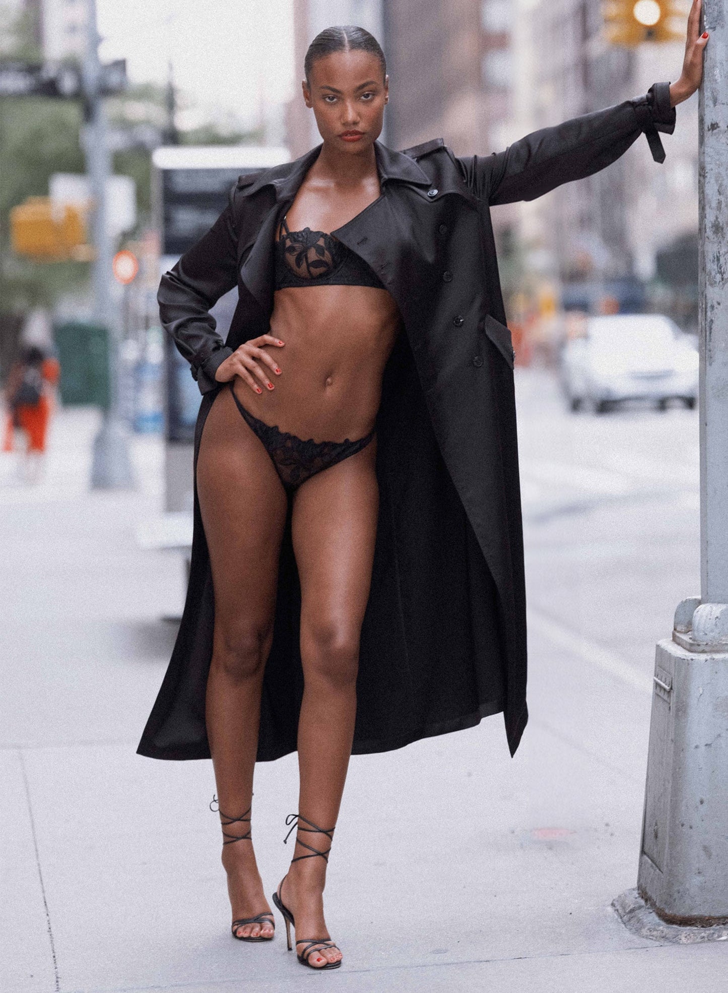 Fleur du Mal Black Luxe Trench Coat