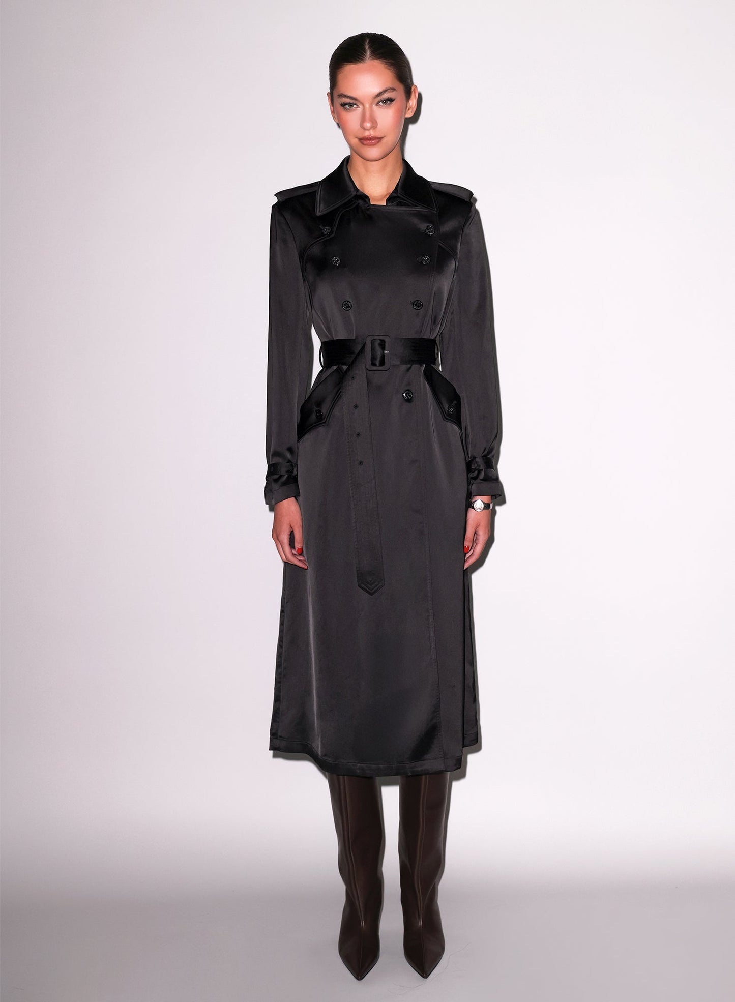 Fleur du Mal Black Luxe Trench Coat