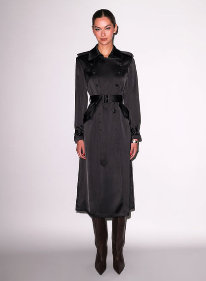 Fleur du Mal Black Luxe Trench Coat