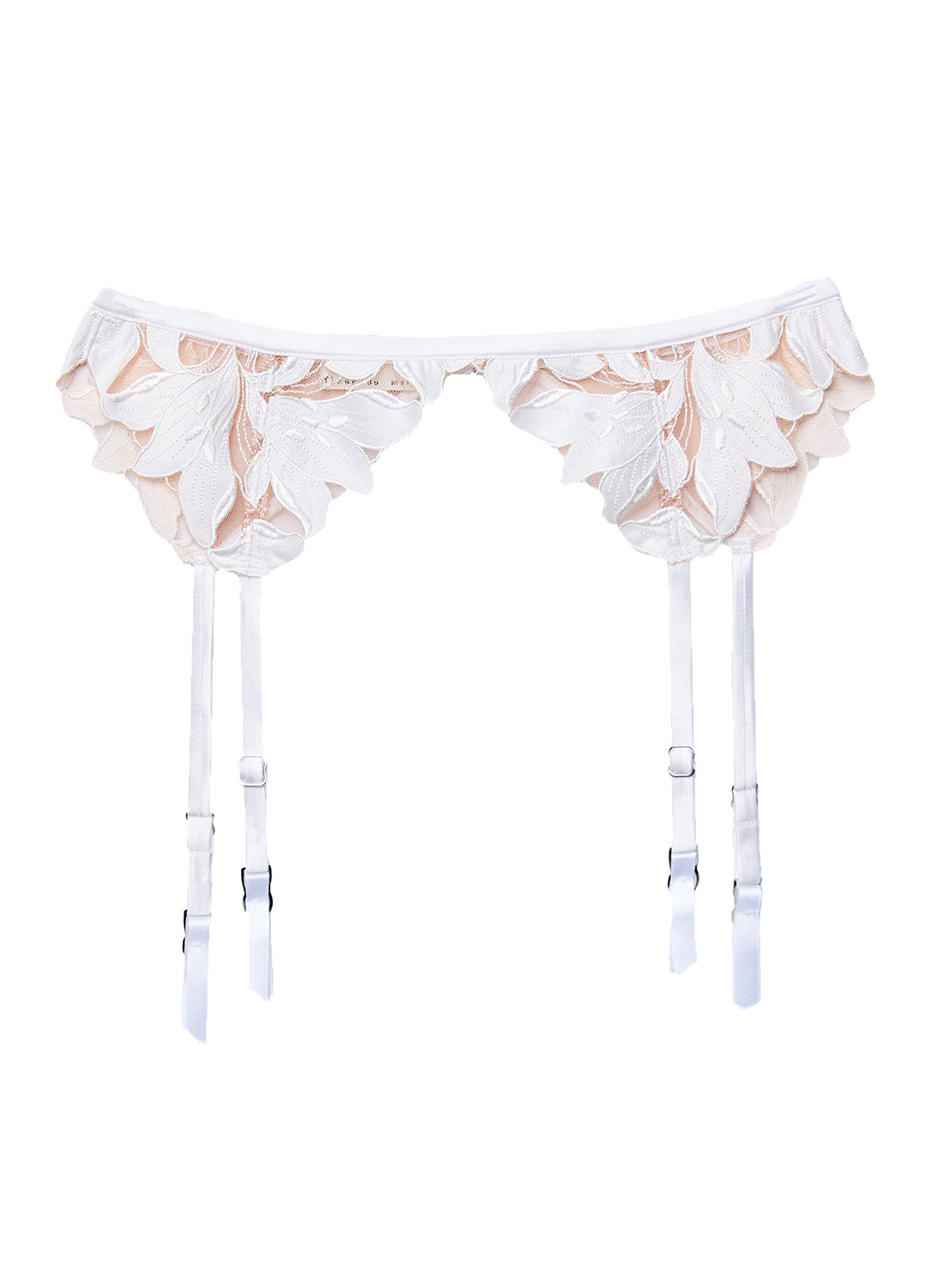 Fleur du Mal Ivory Lily Embroidery Garter Belt