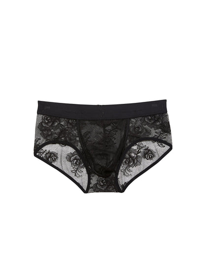 Fleur du Mal Black Men's Bouquet Lace Brief