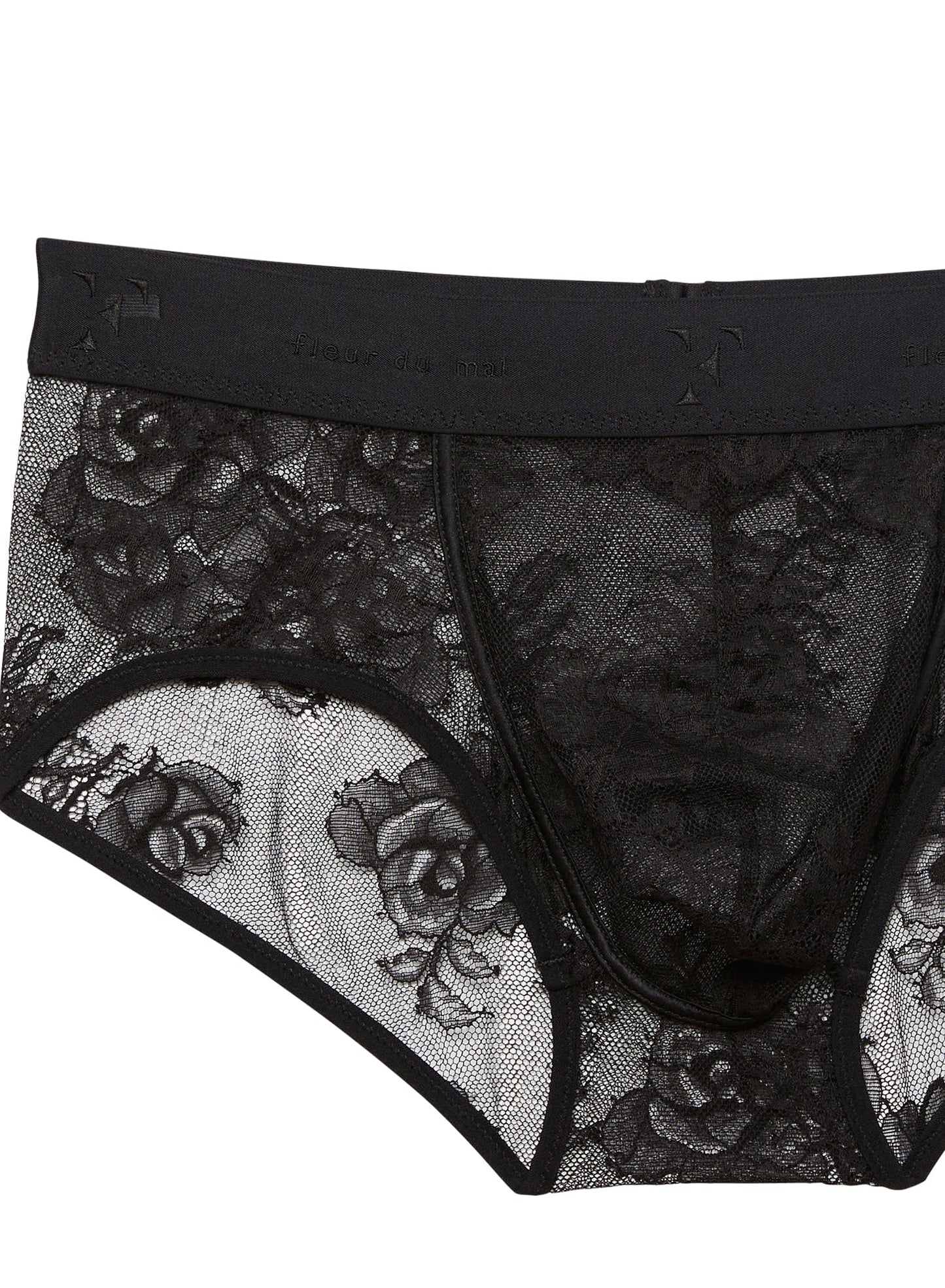 Fleur du Mal Black Men's Bouquet Lace Brief