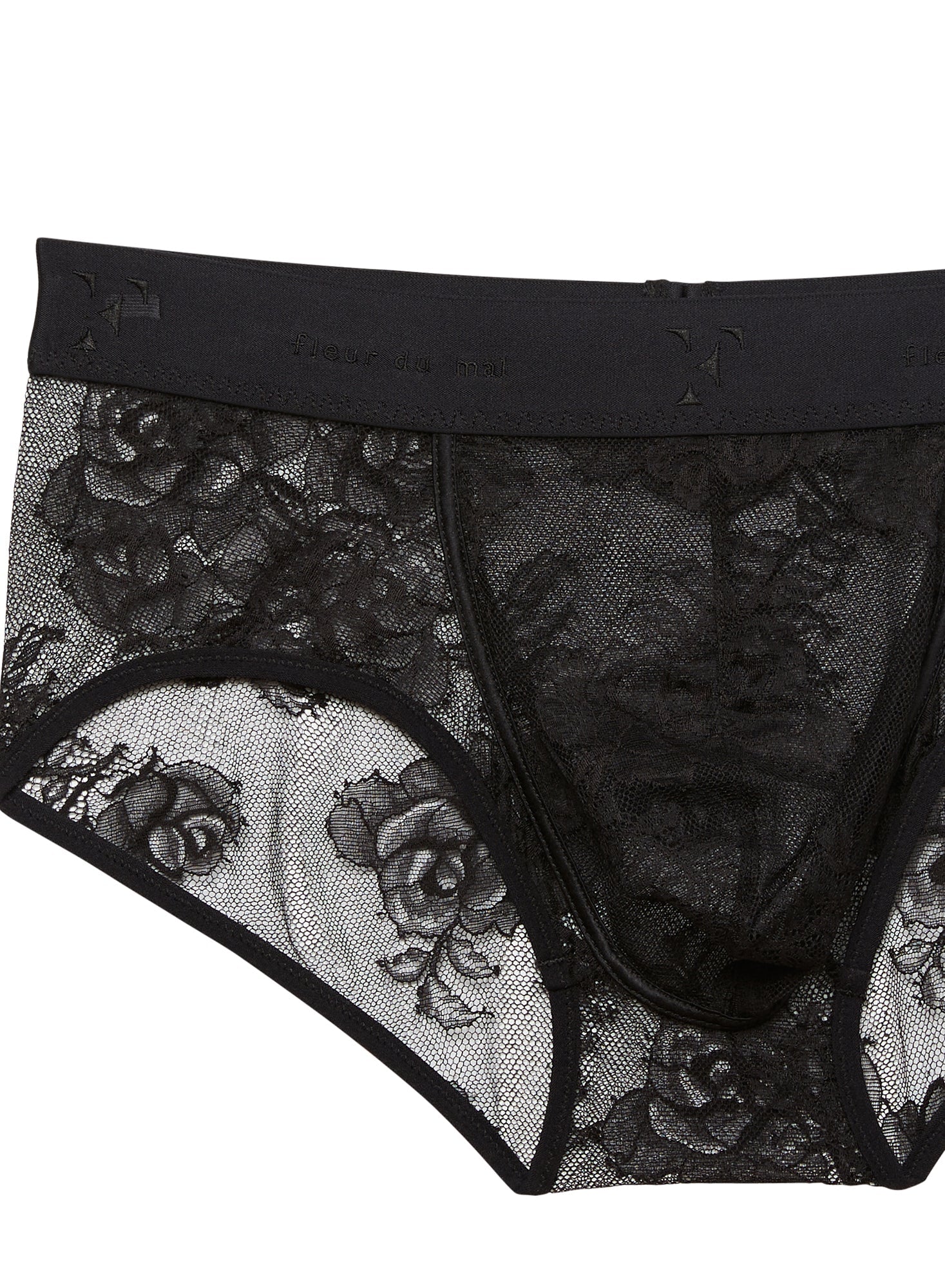 Fleur du Mal Black Men's Bouquet Lace Brief