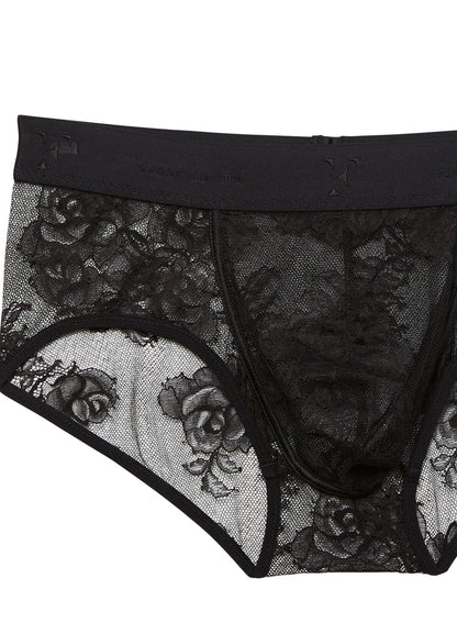 Fleur du Mal Black Men's Bouquet Lace Brief