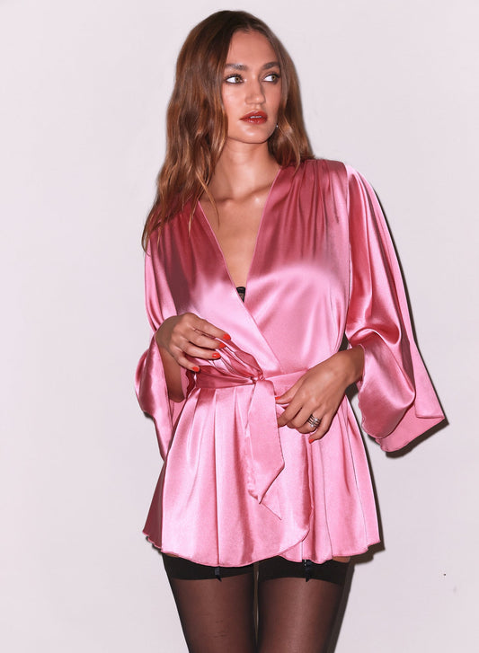 Fleur du Mal Pink Cadillac Angel Sleeve Robe