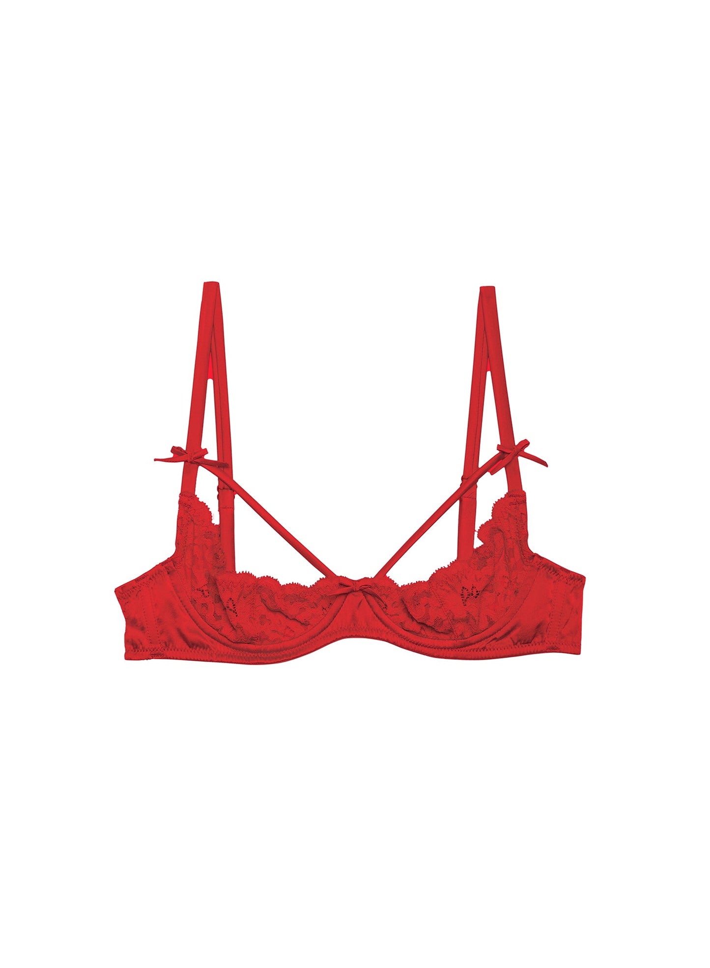 Fleur du Mal Red Charlotte Peekaboo Bra