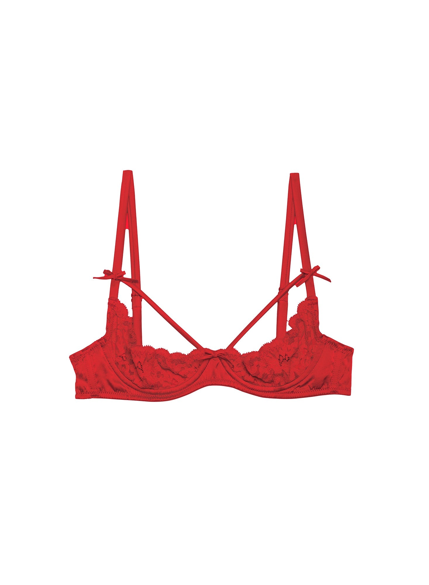 Fleur du Mal Red Charlotte Peekaboo Bra