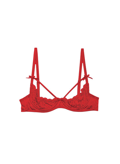 Fleur du Mal Red Charlotte Peekaboo Bra