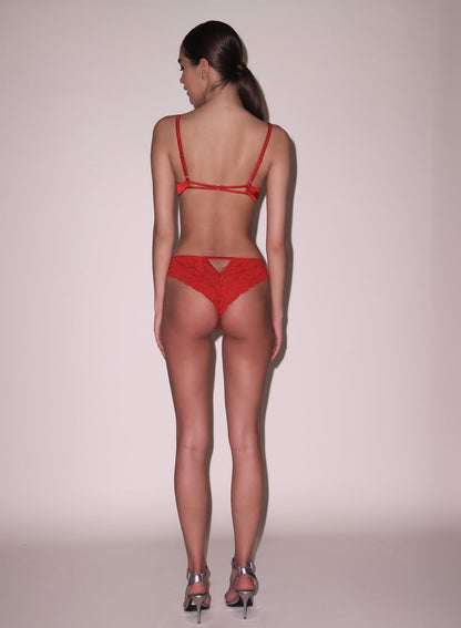 Fleur du Mal Red Charlotte Peekaboo Bra