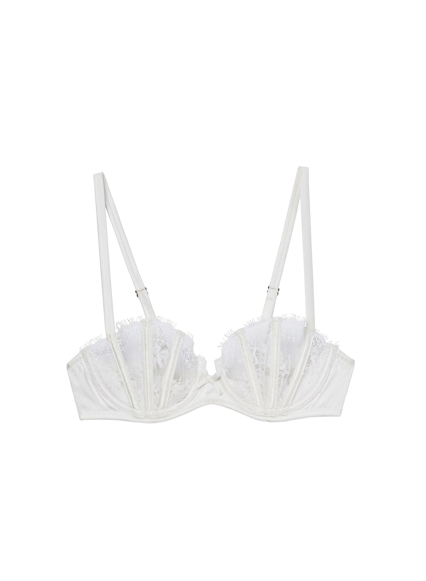 Fleur du Mal Ivory Frankie Lace Boned Balconette Bra